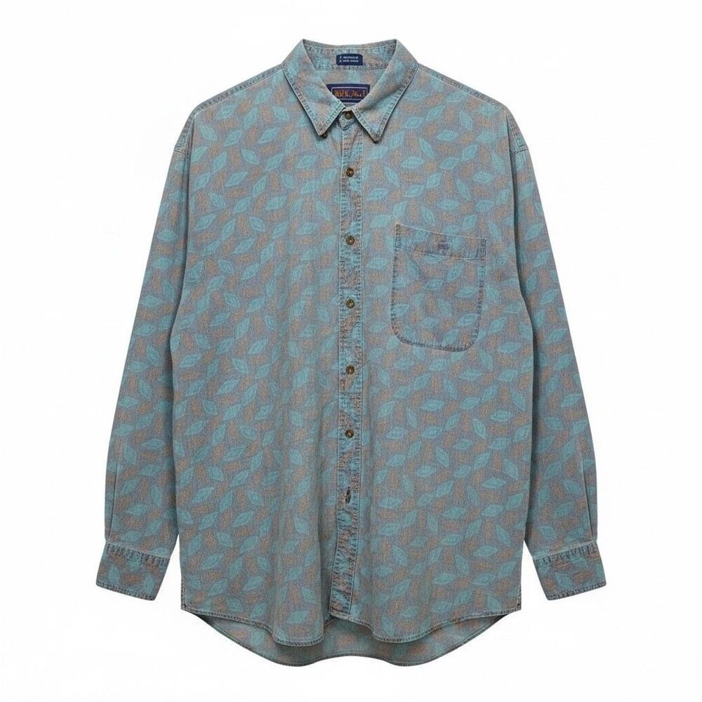 Vintage Ralph Lauren Autumn Leaf Classic Fit Button-Up Shirt Men's Large